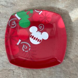 Red Square Disney Melamine Plate with Mickey Mouse Design NEW